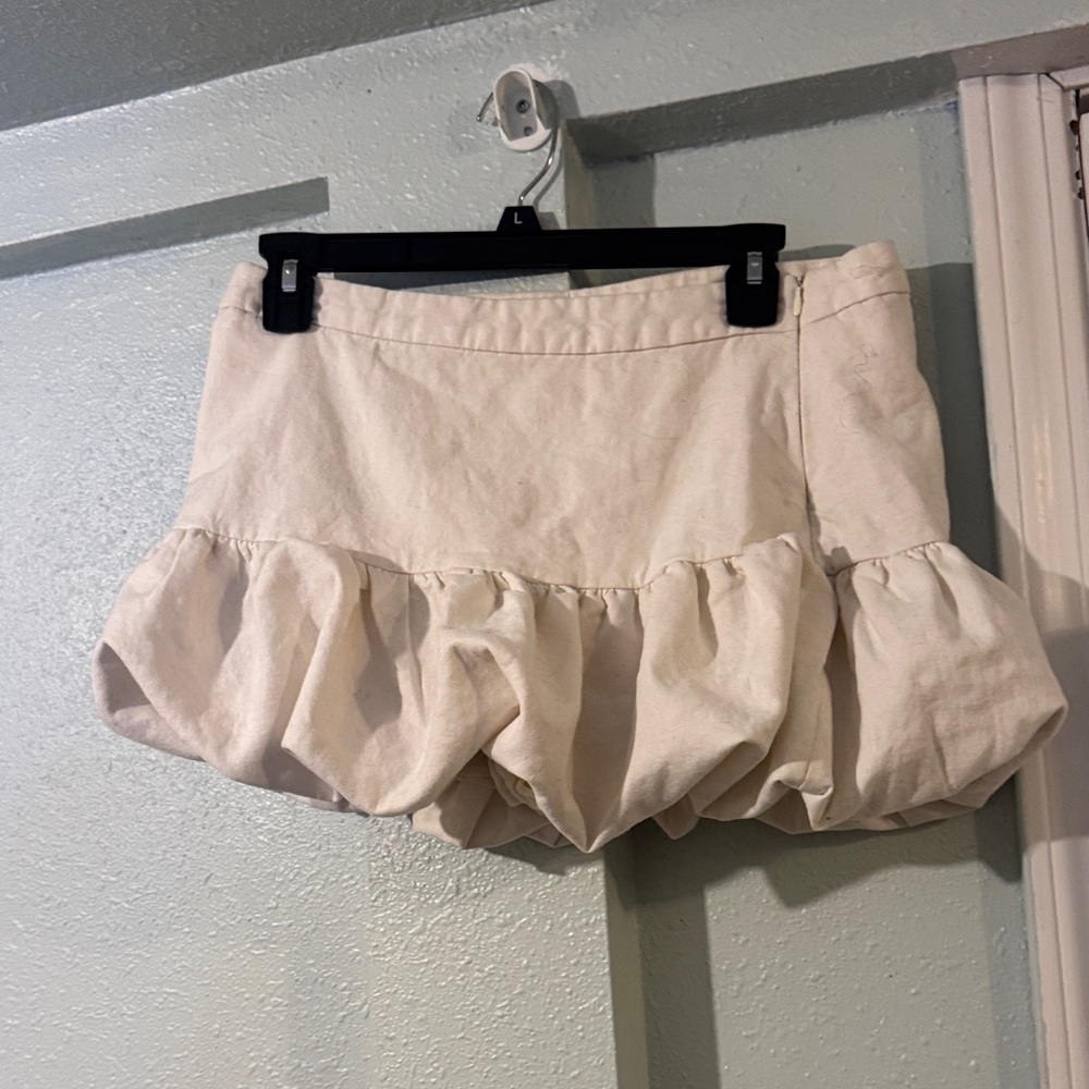 Zara Cream Bubble Hem Mini Skirt